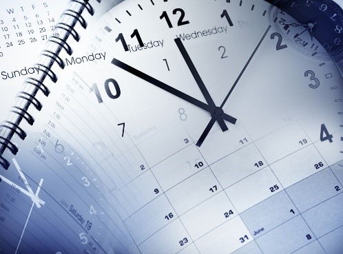 Agraphic of a clock and calendar depicting time management