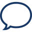 A simple, dark blue speech bubble outline.